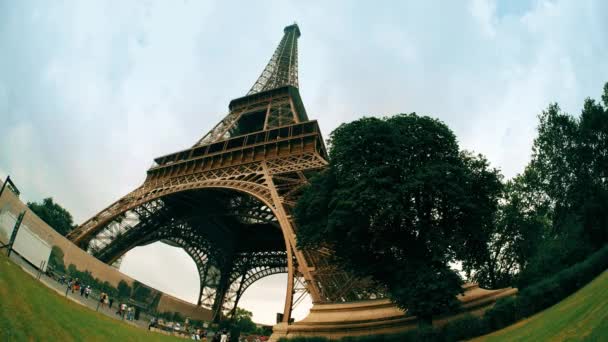 埃菲尔铁塔和绿树树枝 — 图库视频影像
