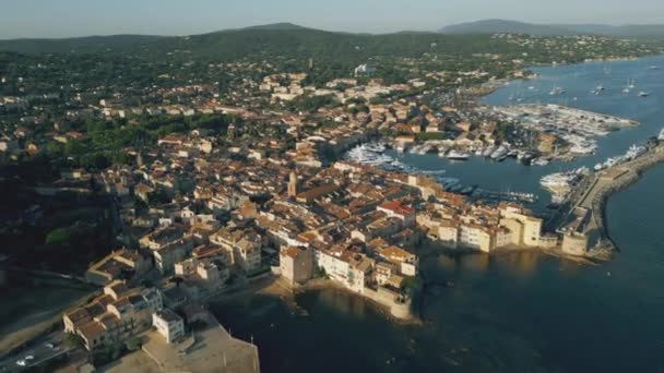 Fotografia Aérea Cidade Porto Saint Tropez — Vídeo de Stock