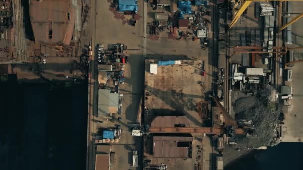 Aerial Overhead View Shipyard — Stock Video