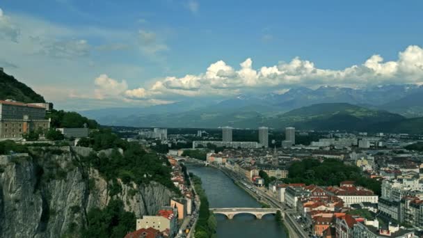 Luftaufnahme Des Stadtbildes Von Grenoble — Stockvideo