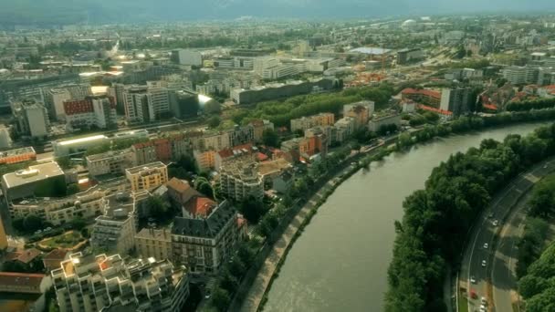 Grenoble Şehrinin Hava Görüntüsü — Stok video