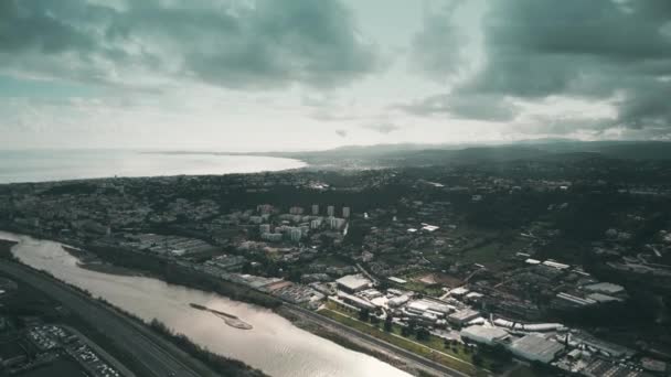 Vista Aérea Saint Laurent Var Lejano Cap Dantibes — Vídeo de stock