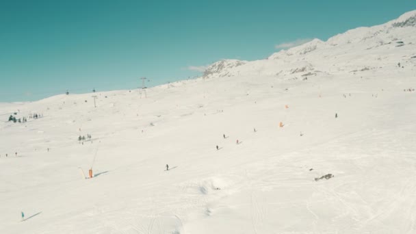Plano Aéreo Pista Esquí Alpino Metraje De Stock