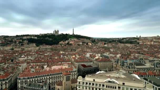 Luftaufnahme Des Stadtzentrums Von Lyon — Stockvideo