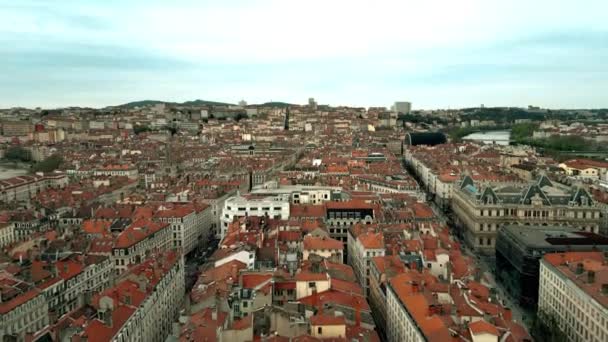 Luftaufnahme Des Stadtzentrums Von Lyon Lizenzfreies Stock-Filmmaterial