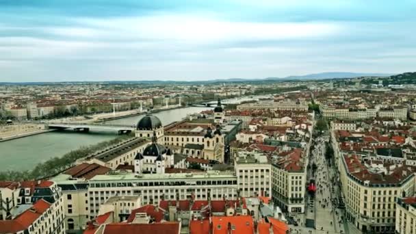 Uitzicht Vanuit Lucht Bruggen Rhône Lyon — Stockvideo