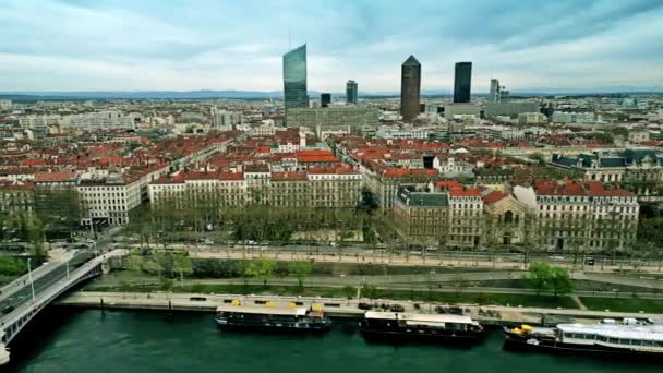 Zdjęcie Lotnicze Dzielnicy Lyonu — Wideo stockowe