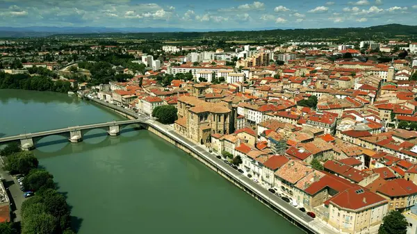 stock image Aerial view of the Isere River