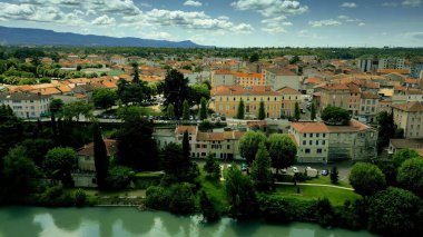 Aerial view of Bourg-de-Peage townscape clipart