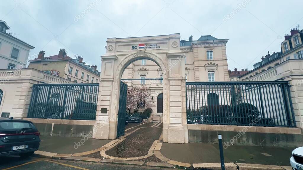 GRENOBLE, FRANCE - MARCH 14, 2025. Societe General or SG regional branch