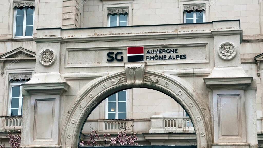 GRENOBLE, FRANCE - MARCH 14, 2025. Societe General or SG regional branch
