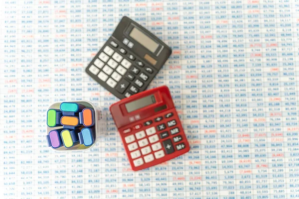 Highligters Calculators Top Spreadsheet — Stockfoto