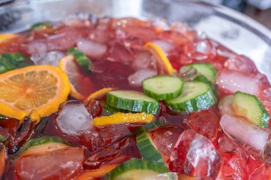 non Alcoholic fruit punch in dispenser ready to serve
