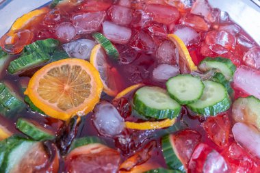 non Alcoholic fruit punch in dispenser ready to serve
