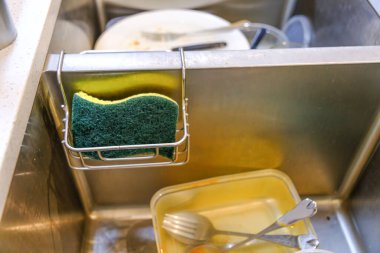 Scrub sponges and a kitchen sink