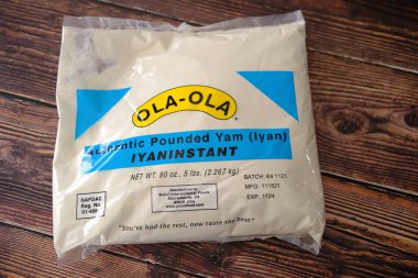 February 18 2023 - Calgary Alberta Canada - Bag of Ola Ola instant Pounded yam