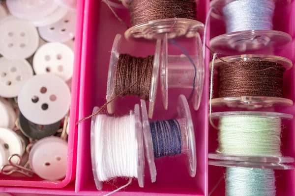 Closeup Thread Other Items Used Sewing — Stock Photo, Image