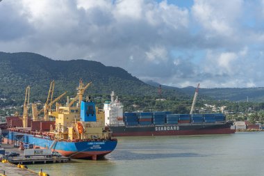 26 Ocak 2025 - Puerto Plata Dominik Cumhuriyeti - Limanda ticari gemi