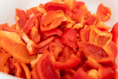 Red Bell Peppers sliced for food prep