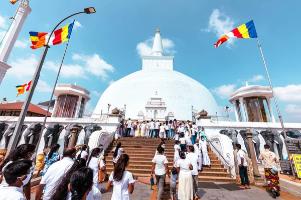 Ruwanweliseya Dagoba Budista Stupa Turista Local Peregrinação Anuradhapura Sri Lanka — Fotografia de Stock