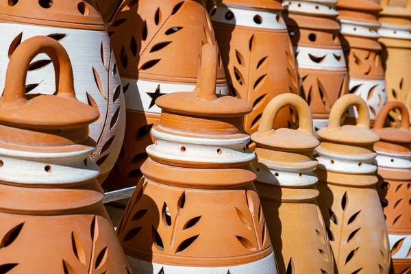 Ruční Hrnčířství Trhu Nizwa Clay Jars Rural Traditional Arabic Bazaar — Stock fotografie