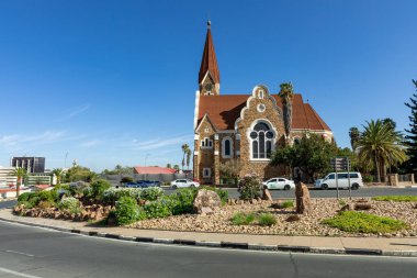 Christus Kirche ya da İsa Kilisesi. Namibya 'nın Windhoek kentinde popüler bir turizm merkezi. Afrika. 
