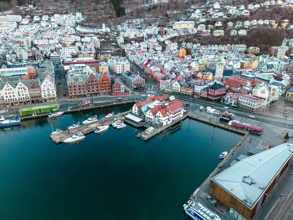 Geleneksel Skandinav Mimarisi Eski Bergen Kasabası Sunrise Bergen Vestland Norveç Telifsiz Stok Imajlar
