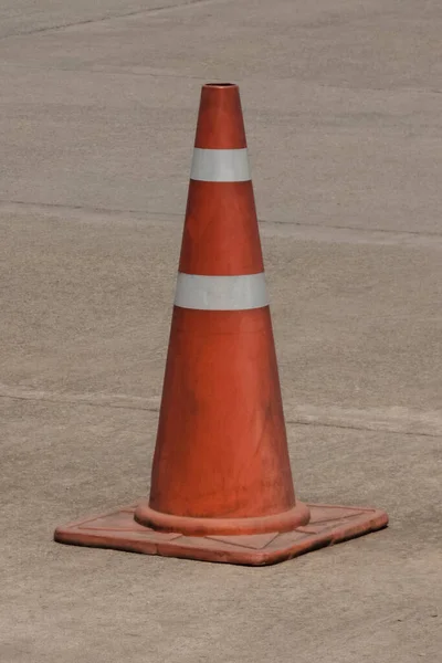 Orange Rubber Traffic Cone Concrete Parking Lot — Stock Photo, Image