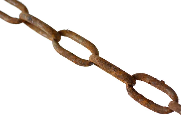 Rusty Starý Železo Řetěz Izolované Bílém Pozadí — Stock fotografie