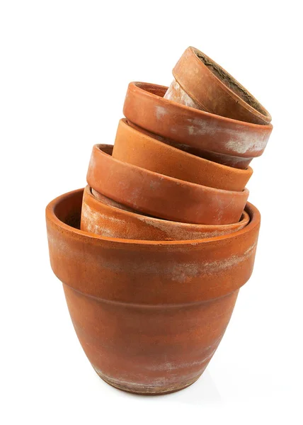Vieux Pot Céramique Vide Isolé Sur Fond Blanc — Photo