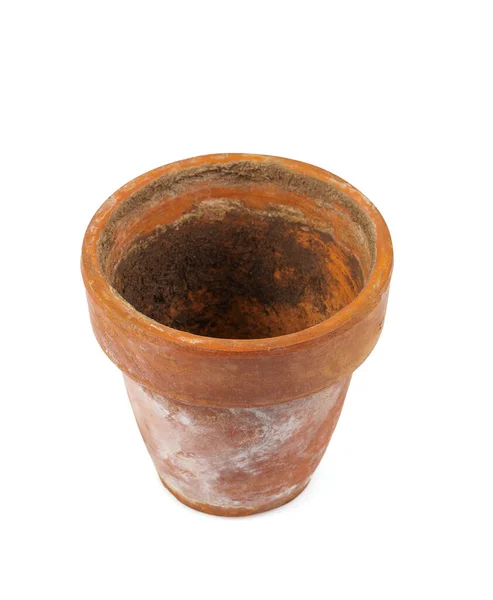 Old Empty Ceramic Pot Isolated White Background — Stock Photo, Image