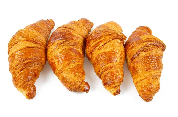 Čerstvé Chutné Croissanty Izolované Bílém Pozadí — Stock fotografie