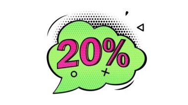 Animasyon, yüzde 20 indirim, indirim afişi, siyah cuma afişi, pop sanat afişi, komik tarz afişi, alfa kanalı