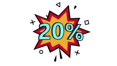 Animasyon,% 20 indirim, indirim, pop sanat afişi, çizgi roman tarzı afiş, alfa kanalı