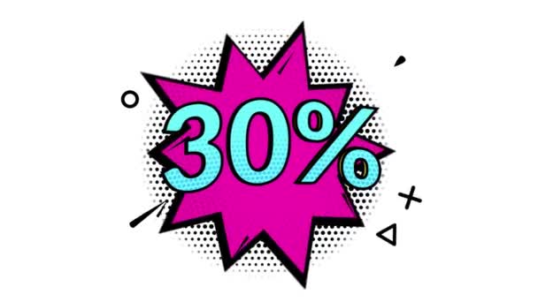 Animation Percent Discount Discount Banner Pop Art Banner Comic Style — Stock Video
