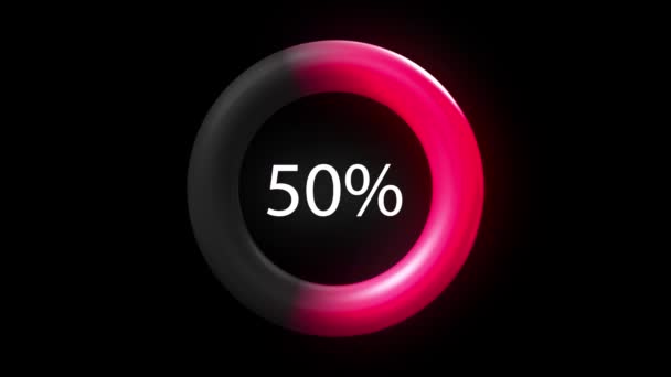 Rode Cirkel Toont 100 Procent Percentage Alfa Kanaal — Stockvideo