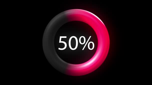 Rode Cirkel Toont Procent Percentage Alfa Kanaal — Stockvideo