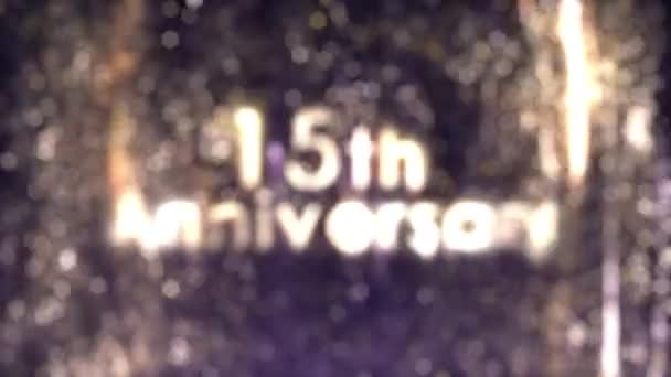 具有金特殊 金粒子 金背景 祝贺的15周年庆祝会 — 图库视频影像