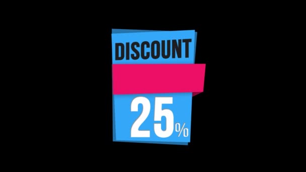 Percent Discount Banner Sale Alpha Channel — Stock Video