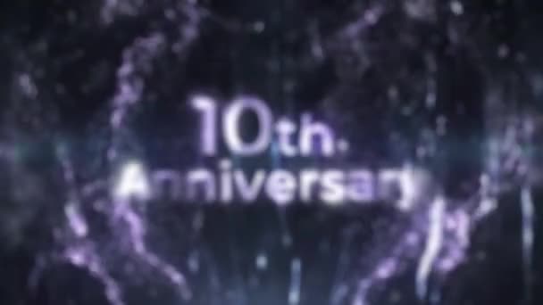 10Th Anniversary Greetings Silver Particular Silver Particles Silver Background Congratulations — Stock Video