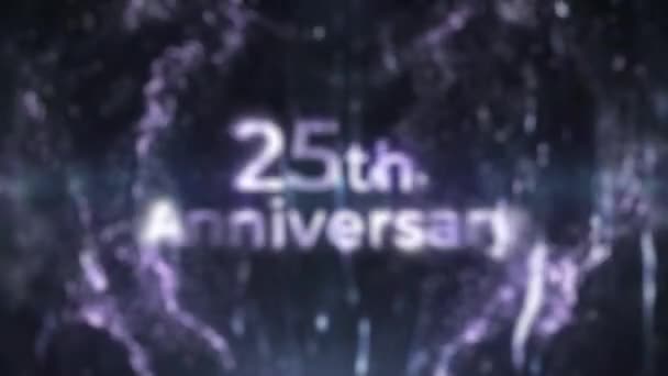 Χαιρετισμούς 25Η Επέτειο Ασημένια Ιδιαίτερα Σωματίδια Αργύρου Ασημί Φόντο Συγχαρητήρια — Αρχείο Βίντεο
