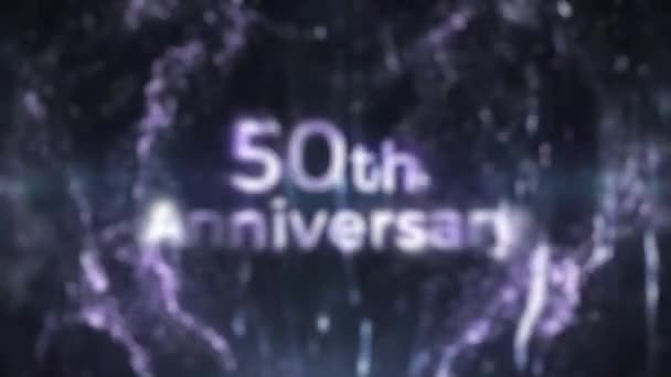 50Th Anniversary Greetings Silver Particular Silver Particles Silver Background Congratulations — Stock Video