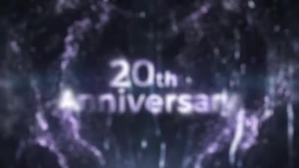 銀の粒子銀の背景と20周年の挨拶おめでとう — ストック動画