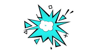 Metin, turkuaz renk, reklam, alfa kanal için çizgi roman tarzı pankart