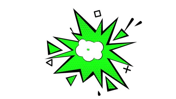Баннер Стиле Комиксов Текста Зеленого Цвета Рекламы Альфа Канала — стоковое видео
