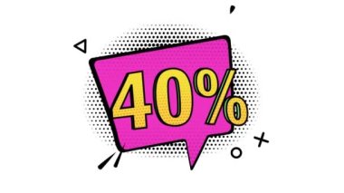 Animasyon,% 40 indirim, indirim, siyah cuma afişi, pop sanat afişi, komik tarz afişi, alfa kanalı