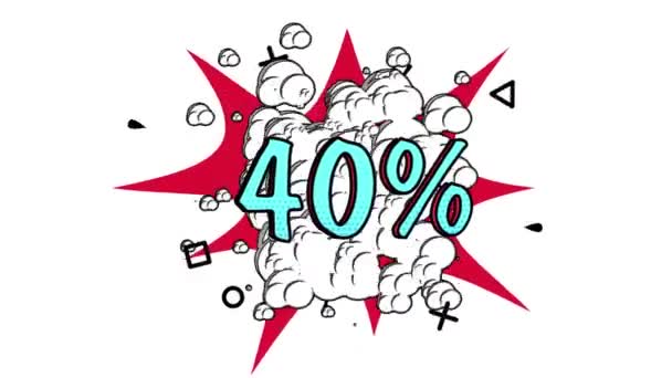 Animation Percent Discount Pop Art Banner Comic Style Banner Alpha — Stock Video
