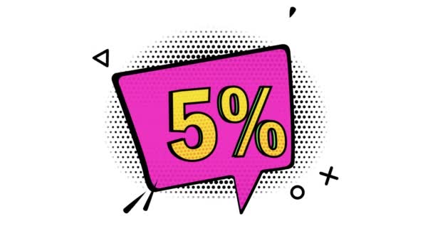 Animation Percent Discount Discount Banner Pop Art Banner Comic Style — Stock Video