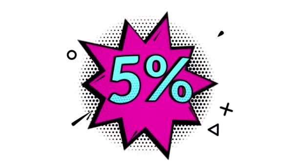 Animation Percent Discount Sale Banner Pop Art Banner Comic Style — Stock Video