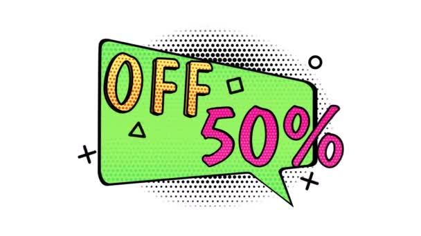 Animation Percent Discount Sale Pop Art Banner Comic Style Banner — Stock Video